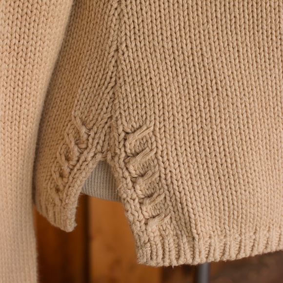 Vintage Talbots 100% Cotton Creme Knitted V-Neck Sweater Size S - Picture 6 of 15